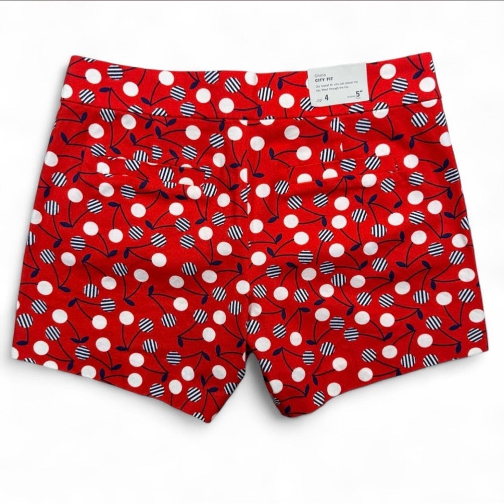 J. Crew Factory Red Cherry High Waist Chino Shorts Size 4